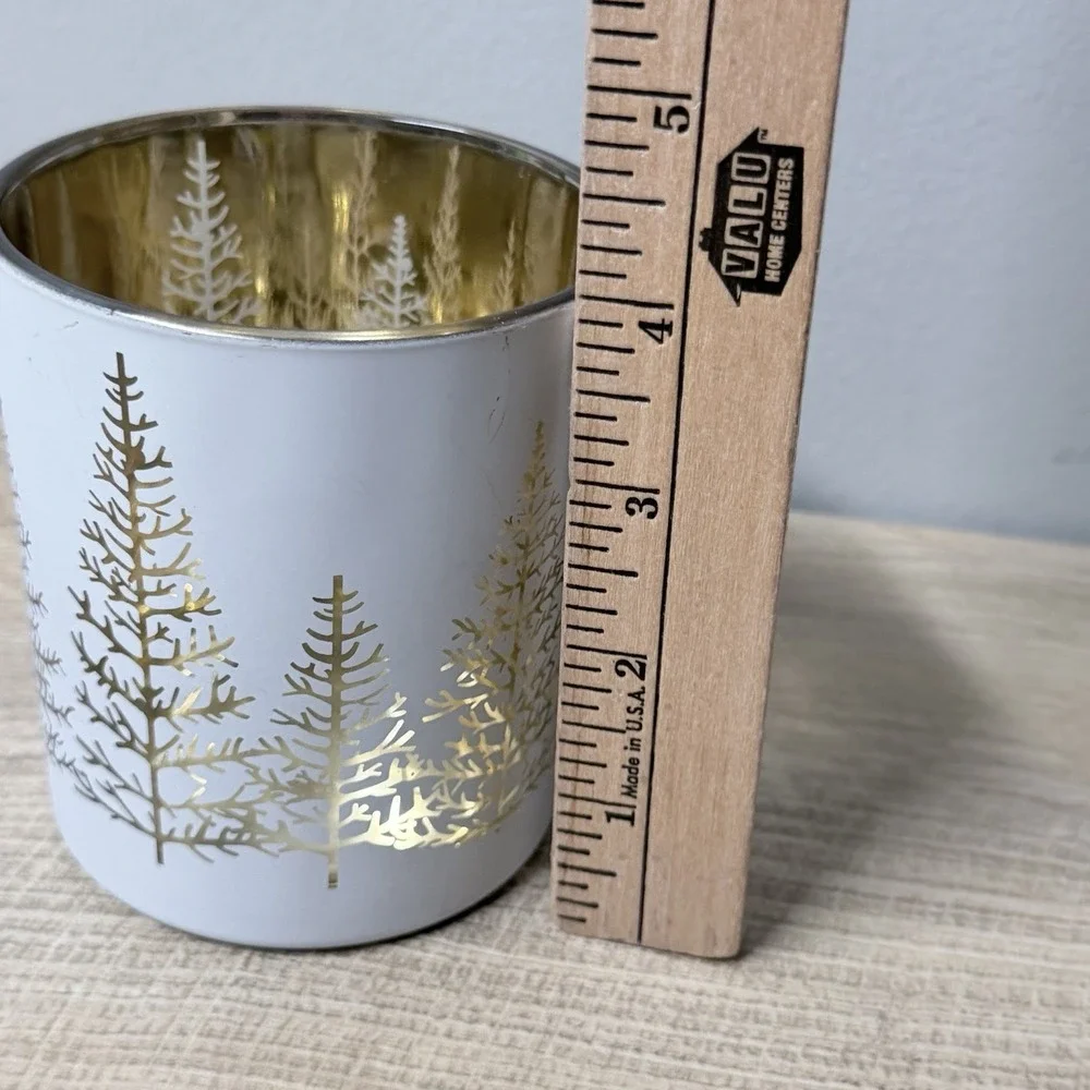 Abbott Winter Forest Candle Holder Set White Gold‎ Holiday Decor Centerpiece